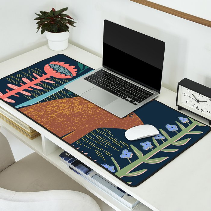 Block print bunny Desk Mat Gallery Image 2
