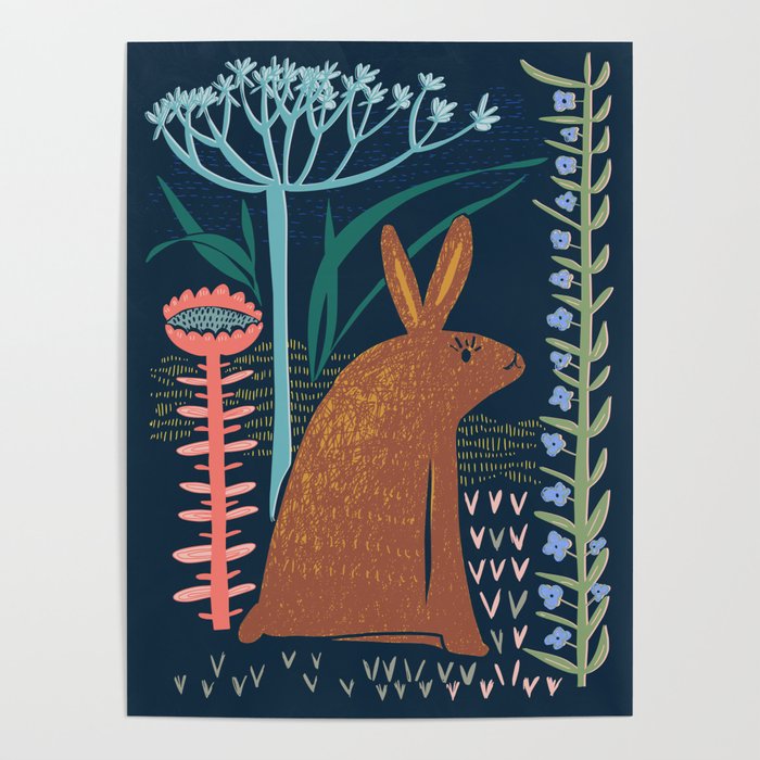 Block print bunny Poster Gallery Image 4