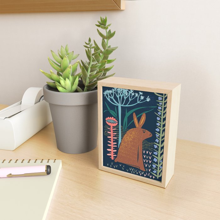 Block print bunny Mini Art Print Gallery Image 2