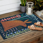 Block print bunny Outdoor Rug Gallery Image 2