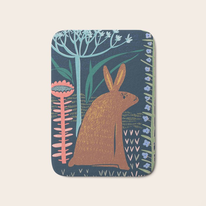 Block print bunny Bath Mat Gallery Image 1