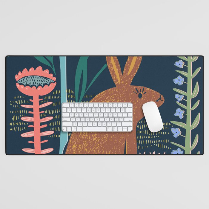 Block print bunny Desk Mat Gallery Image 1
