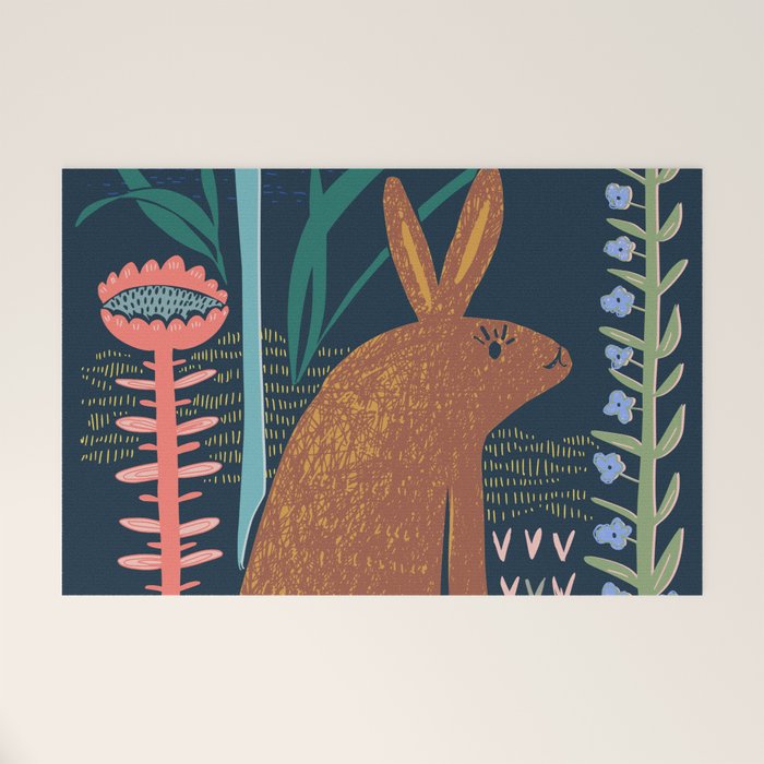 Block print bunny Welcome Mat Gallery Image 1
