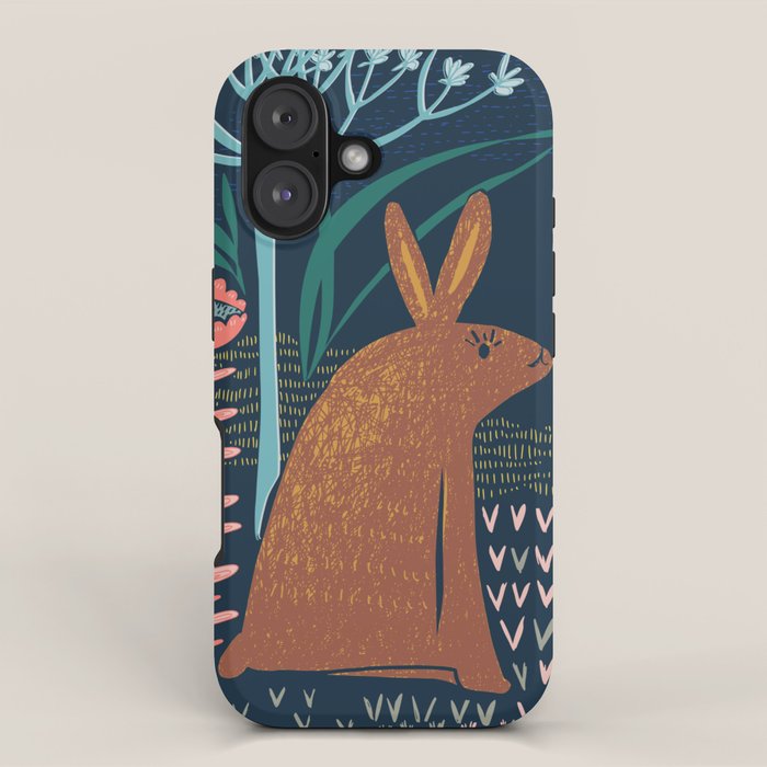 Block print bunny iPhone Case Gallery Image 1