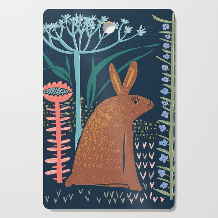 Block print bunny Cutting Board Gallery Image 1