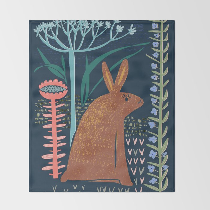 Block print bunny Throw Blanket Gallery Image 2
