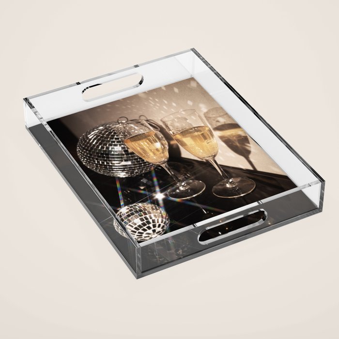 Disco Glam Champagne Dreams Shimmering Reflections  Acrylic Tray Gallery Image 1