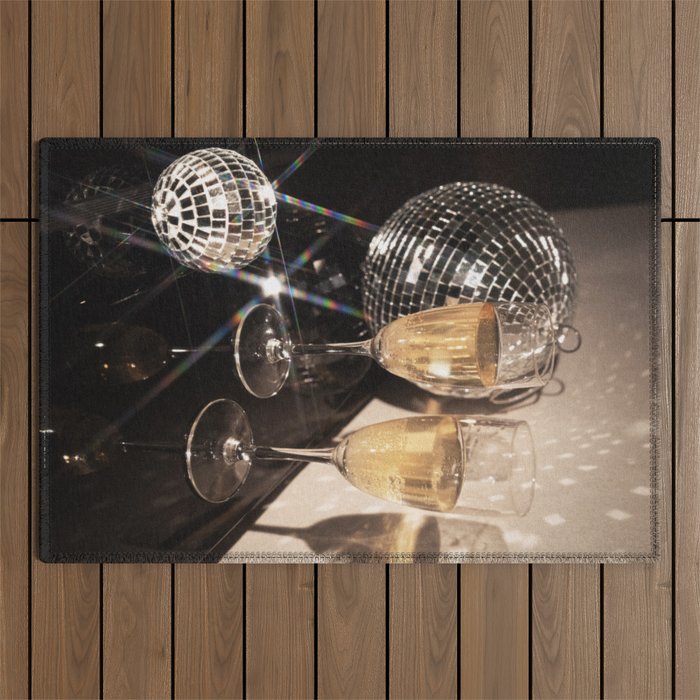 Disco Glam Champagne Dreams Shimmering Reflections  Outdoor Rug Gallery Image 1