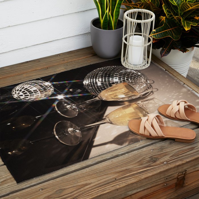 Disco Glam Champagne Dreams Shimmering Reflections  Outdoor Rug Gallery Image 2