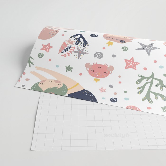 Under The Sea Magical Mermaids & Starfish Wrapping Paper Gallery Image 2