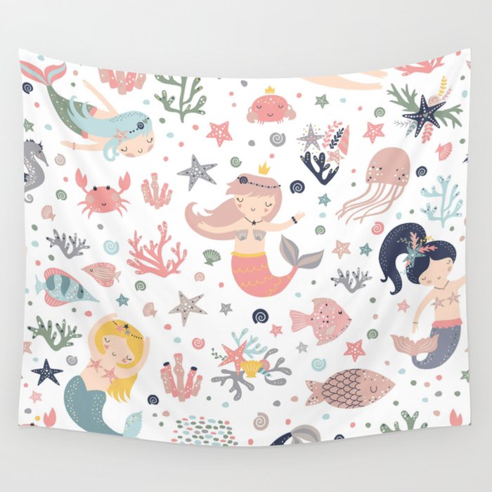 Under The Sea Magical Mermaids & Starfish Wall Tapestry Gallery Image 4