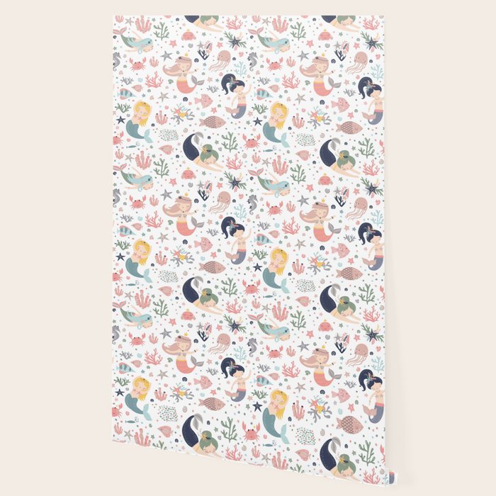 Under The Sea Magical Mermaids & Starfish Wallpaper Gallery Image 2