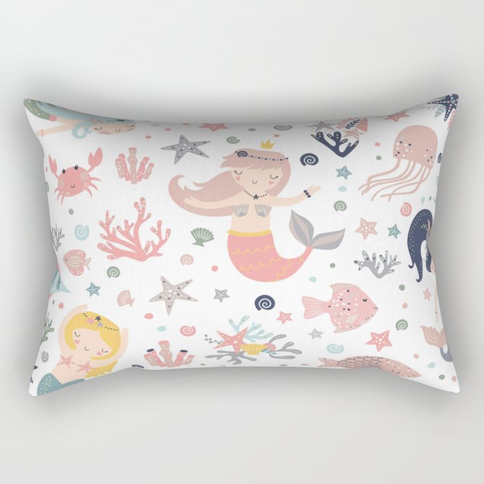 Under The Sea Magical Mermaids & Starfish Rectangular Pillow Gallery Image 2