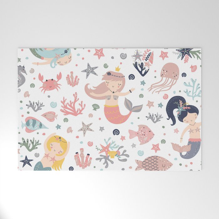Under The Sea Magical Mermaids & Starfish Welcome Mat Gallery Image 1