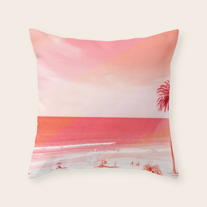 pink beach california Throw Pillow Gallery Image 6