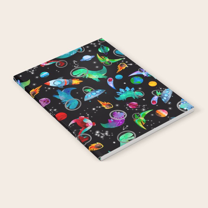Dinosaur Astronauts In Space Watercolor Pattern Notebook Gallery Image 2