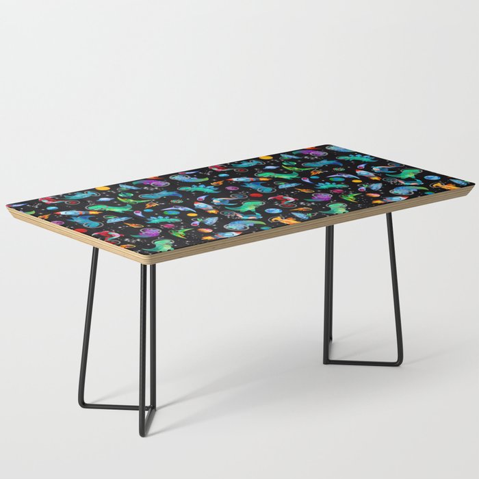 Dinosaur Astronauts In Space Watercolor Pattern Coffee Table Gallery Image 1