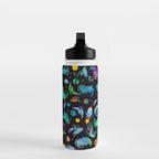 Dinosaur Astronauts In Space Watercolor Pattern Water Bottle Gallery Image 3