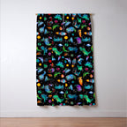 Dinosaur Astronauts In Space Watercolor Pattern Window Curtain Gallery Image 3