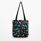 Dinosaur Astronauts In Space Watercolor Pattern Tote Bag Gallery Image 2