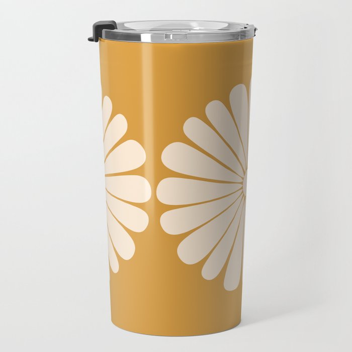 Retro Daisy Abstract XVIII Golden Orange Bold Floral Travel Mug Gallery Image 3