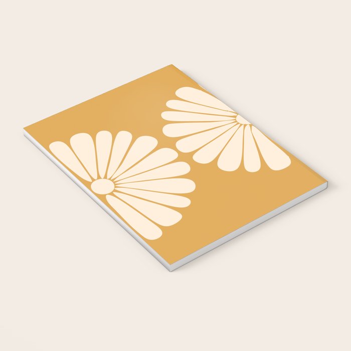 Retro Daisy Abstract XVIII Golden Orange Bold Floral Notebook Gallery Image 3