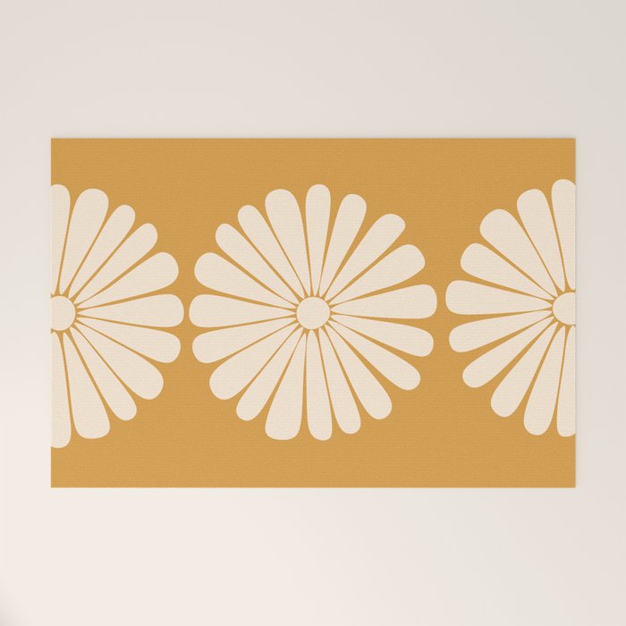 Retro Daisy Abstract XVIII Golden Orange Bold Floral Welcome Mat Gallery Image 1