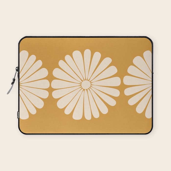 Retro Daisy Abstract XVIII Golden Orange Bold Floral Laptop Sleeve Gallery Image 1