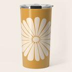Retro Daisy Abstract XVIII Golden Orange Bold Floral Travel Mug Gallery Image 1