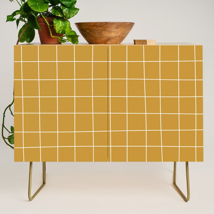 Hand Drawn Grid Golden Credenza Gallery Image 1
