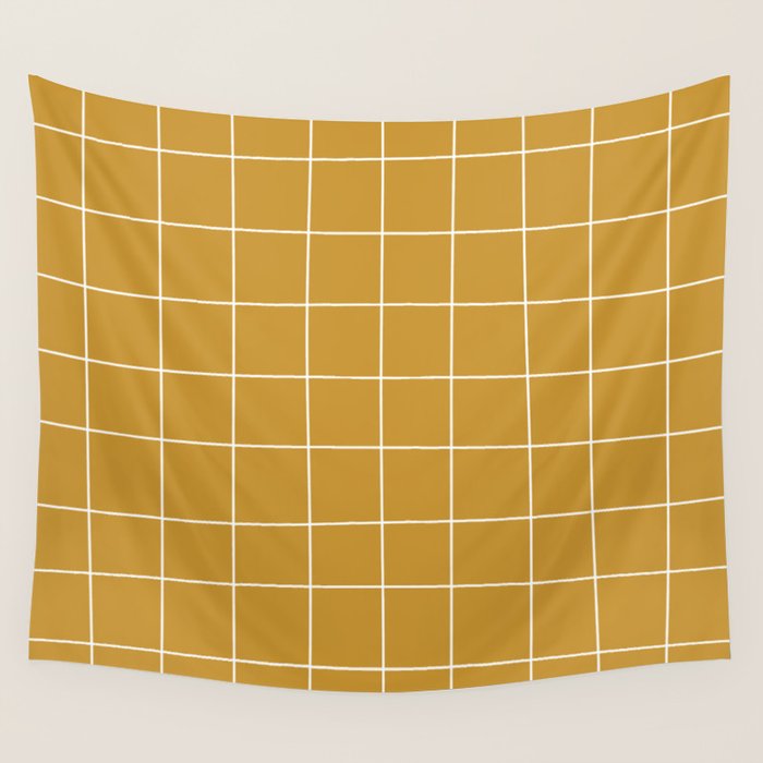 Hand Drawn Grid Golden Wall Tapestry Gallery Image 4
