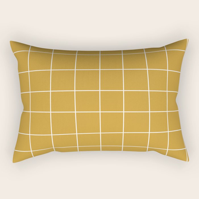 Hand Drawn Grid Golden Rectangular Pillow Gallery Image 2