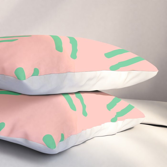 Very 80s Retro Pattern in Blush Pink and Bright Green Pillow Sham Gallery Image 3