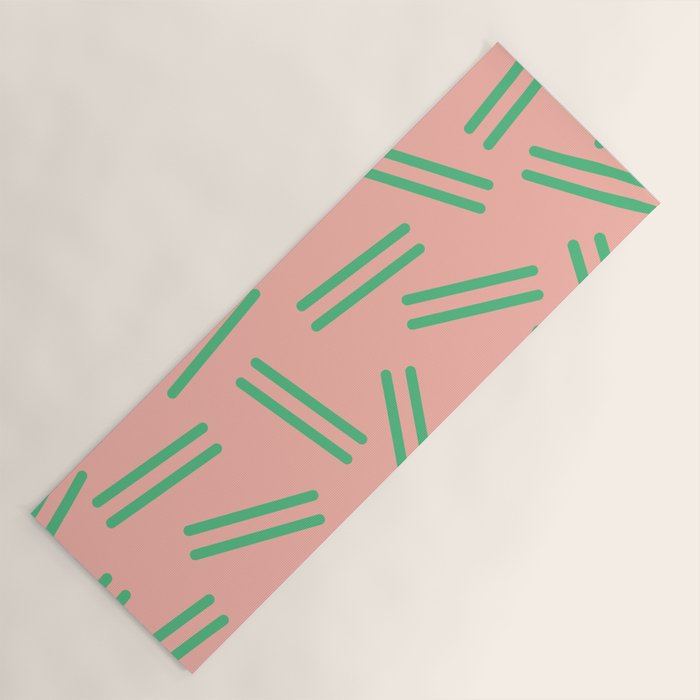 Very 80s Retro Pattern in Blush Pink and Bright Green Yoga Mat Gallery Image 1