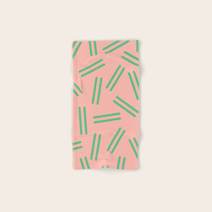 Very 80s Retro Pattern in Blush Pink and Bright Green Bath Towel Gallery Image 1