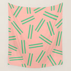 Very 80s Retro Pattern in Blush Pink and Bright Green Wall Tapestry Gallery Image 4