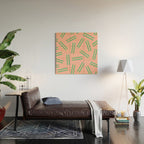 Very 80s Retro Pattern in Blush Pink and Bright Green Wood Wall Art Gallery Image 2