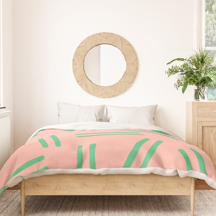 Very 80s Retro Pattern in Blush Pink and Bright Green Duvet Cover Gallery Image 3