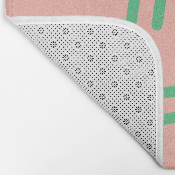 Very 80s Retro Pattern in Blush Pink and Bright Green Bath Mat Gallery Image 2