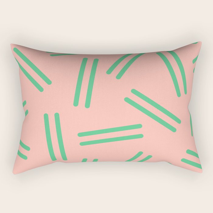 Very 80s Retro Pattern in Blush Pink and Bright Green Rectangular Pillow Gallery Image 2