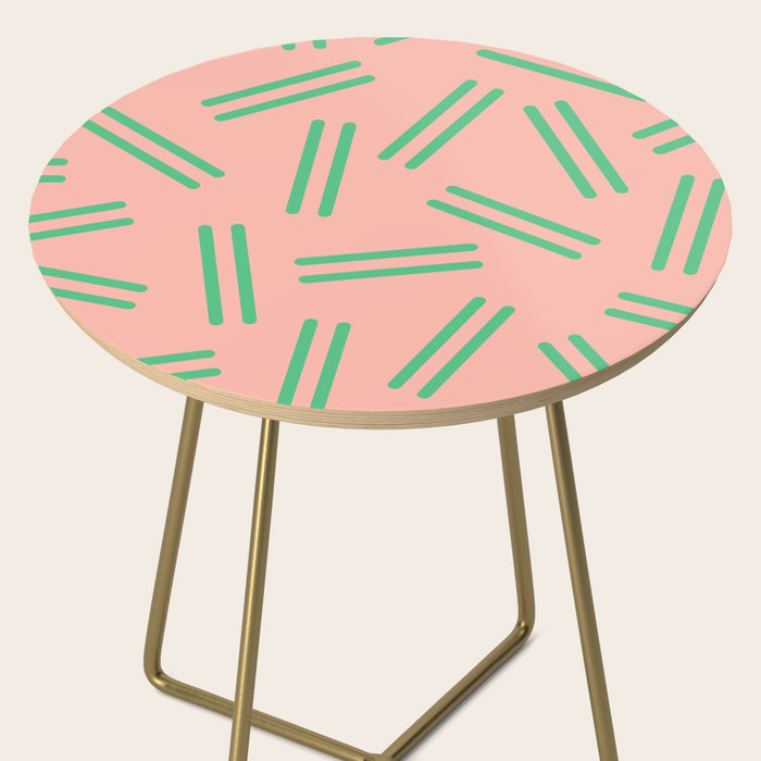 Very 80s Retro Pattern in Blush Pink and Bright Green Side Table Gallery Image 2