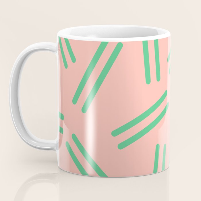 Very 80s Retro Pattern in Blush Pink and Bright Green Coffee Mug Gallery Image 3