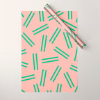 Very 80s Retro Pattern in Blush Pink and Bright Green Wrapping Paper Gallery Image 1