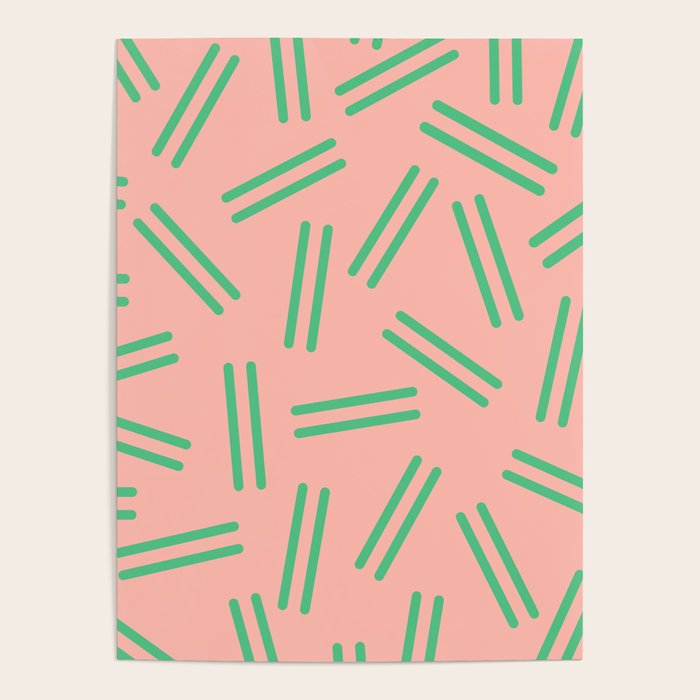 Very 80s Retro Pattern in Blush Pink and Bright Green Poster Gallery Image 4