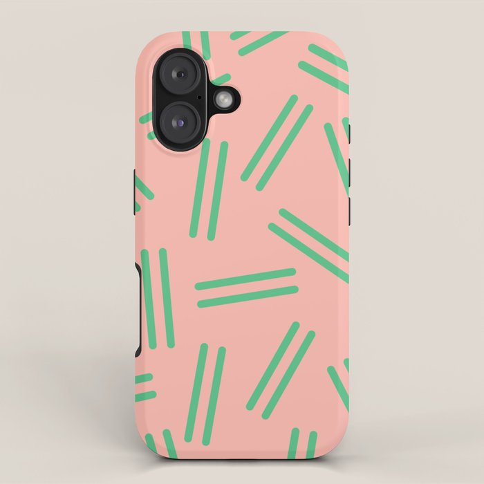 Very 80s Retro Pattern in Blush Pink and Bright Green iPhone Case Gallery Image 1