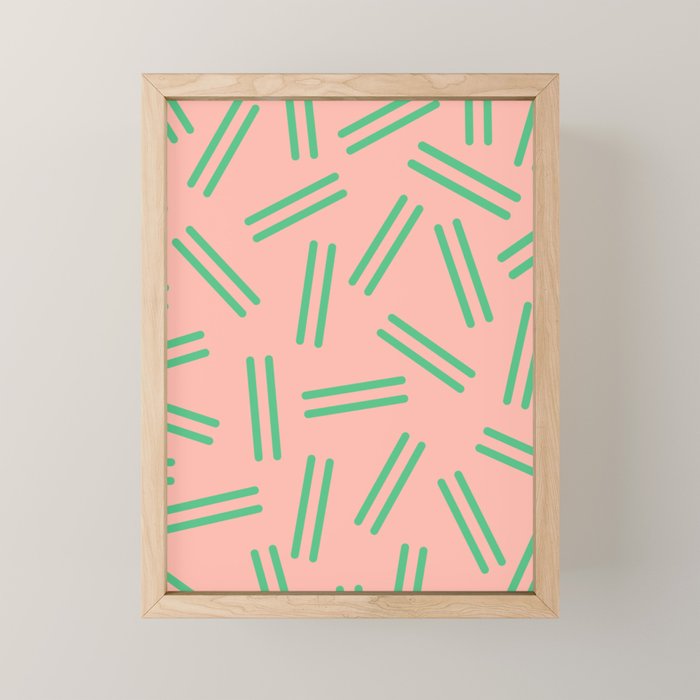 Very 80s Retro Pattern in Blush Pink and Bright Green Mini Art Print Gallery Image 1