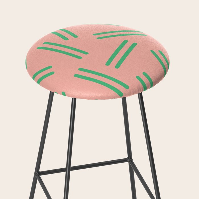 Very 80s Retro Pattern in Blush Pink and Bright Green Stool Gallery Image 2