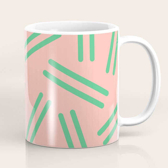 Very 80s Retro Pattern in Blush Pink and Bright Green Coffee Mug Gallery Image 1