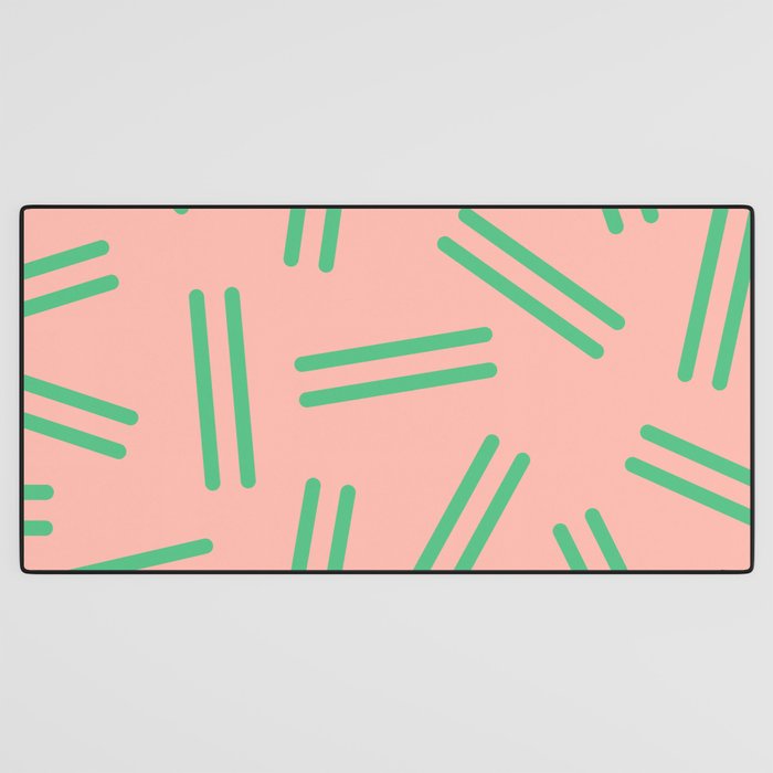 Very 80s Retro Pattern in Blush Pink and Bright Green Desk Mat Gallery Image 3