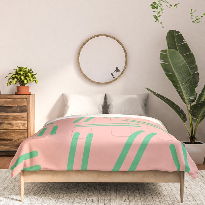Very 80s Retro Pattern in Blush Pink and Bright Green Comforter Gallery Image 3